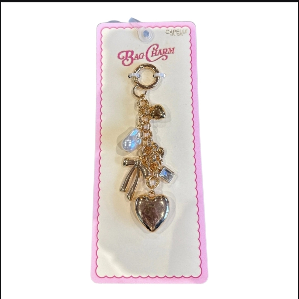 💛🔹️Capelli 🔹️of New York  Gold Heart and Bow Key Holder